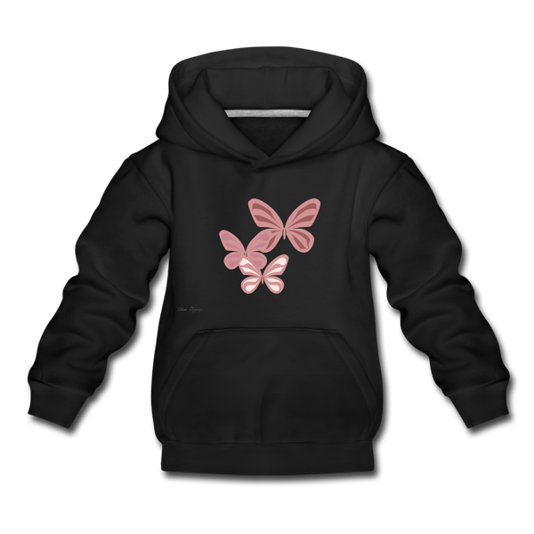 pink butterflys Kids‘ Premium Hoodie - black